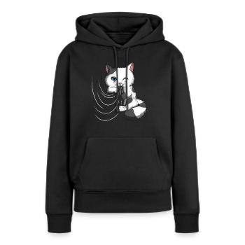 Vorhang Süßer Kater spielt Decke Katzenbesitzer - Frauen Premium Bio Hoodie - Schwarz - Vorne - Julia (174cm)