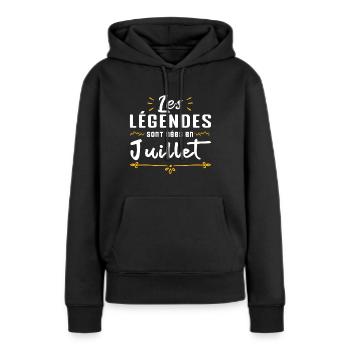 Les légendes sont nés en Juillet - Sweat à capuche Premium bio Femme - noir - Devant - Julia (174cm)