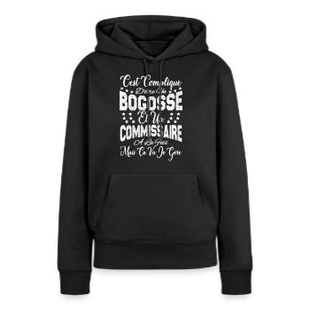 c'est compliqué être un Bogosse et un Commissaire. - Sweat à capuche Premium bio Femme - noir - Devant - Julia (174cm)