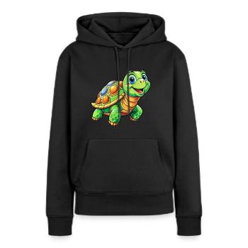 Méga Tortue Mignonne - Sweat à capuche Premium bio Femme - noir - Devant - Julia (174cm)