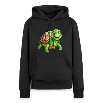 Méga Tortue Mignonne - Sweat à capuche Premium bio Femme - noir - Devant - Julia (174cm)