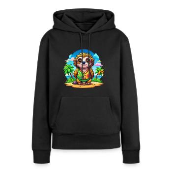 Paresseux mignon des vacances - Sweat à capuche Premium bio Femme - noir - Devant - Julia (174cm)