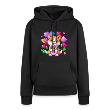 Chien avec des ballons colorés - Sweat à capuche Premium bio Femme - noir - Devant - Julia (174cm)