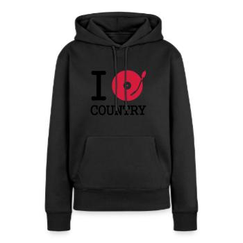 I dj / play / listen to country - Frauen Premium Bio Hoodie - Schwarz - Vorne - Julia (174cm)