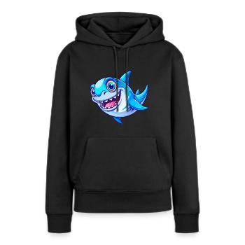 Requin mignon - Sweat à capuche Premium bio Femme - noir - Devant - Julia (174cm)