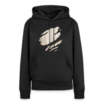 cheval des les modèle nature texture - Sweat à capuche Premium bio Femme - noir - Devant - Julia (174cm)