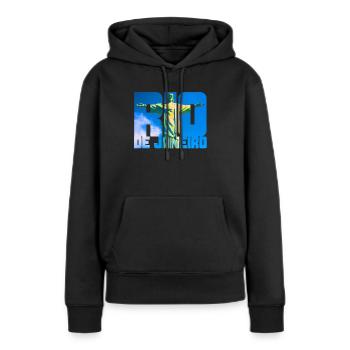 Rio de Janeiro Brésil - Sweat à capuche Premium bio Femme - noir - Devant - Julia (174cm)