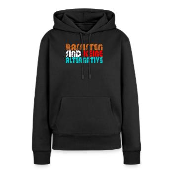 Alternative anti AFD contre la droite nazie - Sweat à capuche Premium bio Femme - noir - Devant - Julia (174cm)
