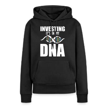 Investir en bourse - Sweat à capuche Premium bio Femme - noir - Devant - Julia (174cm)