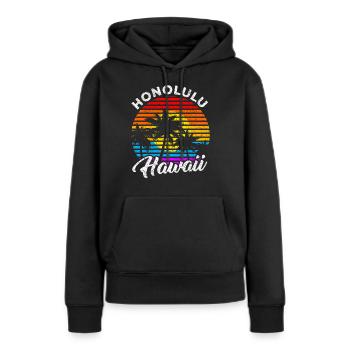 Honolulu Hawaii - Sweat à capuche Premium bio Femme - noir - Devant - Julia (174cm)