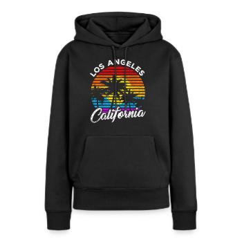 Los Angeles - Frauen Premium Bio Hoodie - Schwarz - Vorne - Julia (174cm)