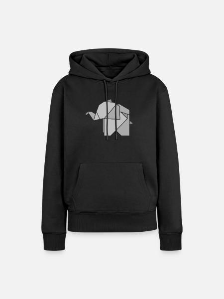 Origami Elefant - Frauen Premium Bio Hoodie - Schwarz