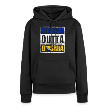 Tout droit sorti de Bosnie - Sweat à capuche Premium bio Femme - noir - Devant - Julia (174cm)