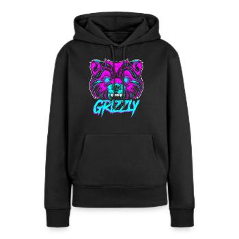 Grizzly Bär - Frauen Premium Bio Hoodie - Schwarz - Vorne - Julia (174cm)