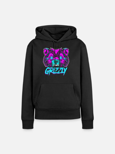 Grizzly Bär - Frauen Premium Bio Hoodie - Schwarz