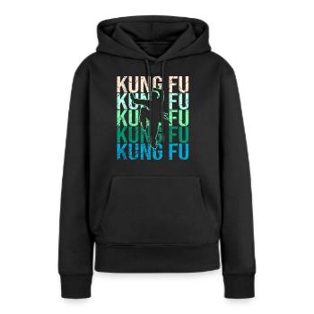 Kung Fu - Frauen Premium Bio Hoodie - Schwarz - Vorne - Julia (174cm)