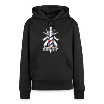 Barber Barbershop Barber Barbe - Sweat à capuche Premium bio Femme - noir - Devant - Julia (174cm)