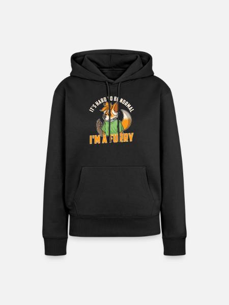 Furry Fandom Furries Fursona - Dame Premium hoodie, økologisk bomuld - sort