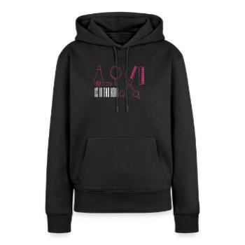 Coiffeur coiffeur coiffeur - Sweat à capuche Premium bio Femme - noir - Devant - Julia (174cm)