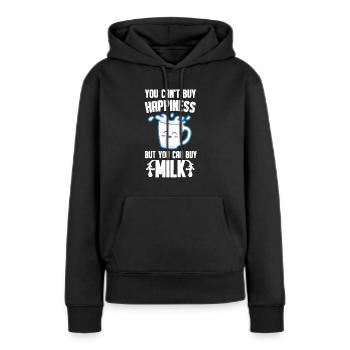 Lait au lait cru au lait entier - Sweat à capuche Premium bio Femme - noir - Devant - Julia (174cm)