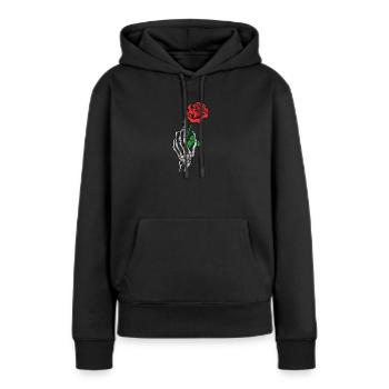Skeletthand Rote Rosen Tattoo Style Knochen Hand - Frauen Premium Bio Hoodie - Schwarz - Vorne - Julia (174cm)