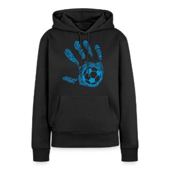 football empreinte main - Sweat à capuche Premium bio Femme - noir - Devant - Julia (174cm)