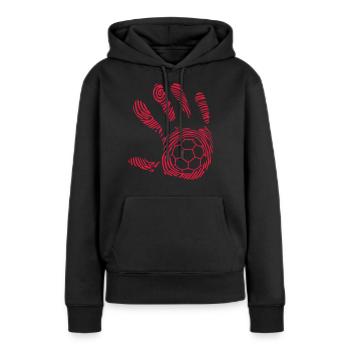 handball empreinte main - Sweat à capuche Premium bio Femme - noir - Devant - Julia (174cm)