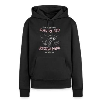 Papa - Superheld - Bester Papa der Welt - Frauen Premium Bio Hoodie - Schwarz - Vorne - Julia (174cm)
