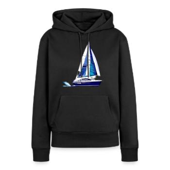 voilier voilier voilier voilier voilier voilier - Sweat à capuche Premium bio Femme - noir - Devant - Julia (174cm)