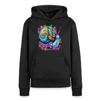 Partyschnecke bunte Weinbergschnecke - Frauen Premium Bio Hoodie - Schwarz - Vorne - Julia (174cm)