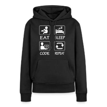 Eat Sleep Code Repeat - Sweat à capuche Premium bio Femme - noir - Devant - Julia (174cm)