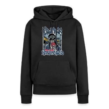 Le cerveau : la vraie délicatesse - EnrolDesign - Sweat à capuche Premium bio Femme - noir - Devant - Julia (174cm)