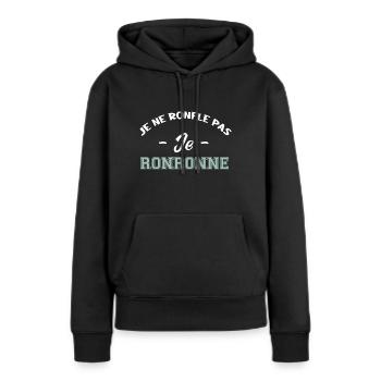 je ne ronfle pas je ronronne - Sweat à capuche Premium bio Femme - noir - Devant - Julia (174cm)