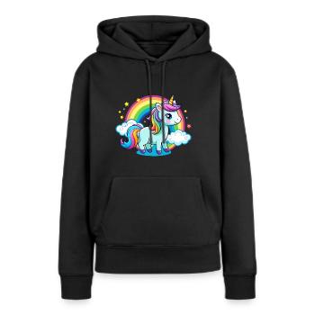 Licorne arc-en-ciel mignonne - Sweat à capuche Premium bio Femme - noir - Devant - Julia (174cm)