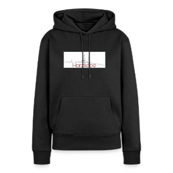 Harzlie.be Brocken Panorama - Frauen Premium Bio Hoodie - Schwarz - Vorne - Julia (174cm)