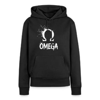 Symbole Omega Splash - Sweat à capuche Premium bio Femme - noir - Devant - Julia (174cm)