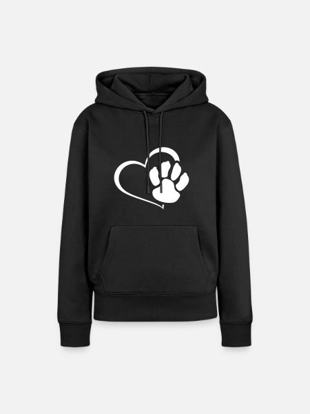Herz Hundepfote Hundeliebhaber - Frauen Premium Bio Hoodie - Schwarz