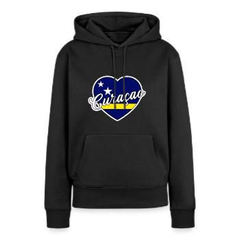 Curaçao - Sweat à capuche Premium bio Femme - noir - Devant - Julia (174cm)