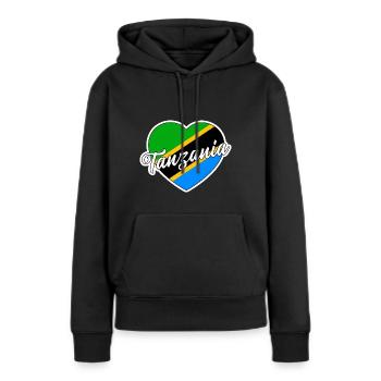 Tanzanie - Sweat à capuche Premium bio Femme - noir - Devant - Julia (174cm)