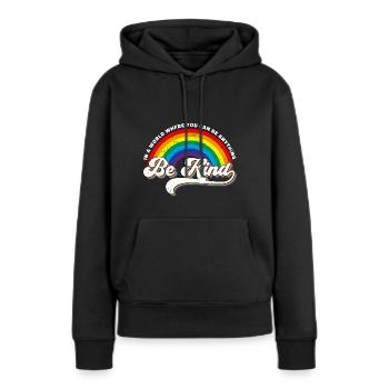 Soyez gentil LGBT Arc-en-ciel - Sweat à capuche Premium bio Femme - noir - Devant - Julia (174cm)