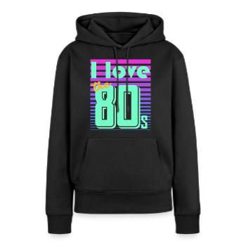 néon rétro - Sweat à capuche Premium bio Femme - noir - Devant - Julia (174cm)