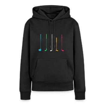 Golf Golfschläger Golfsport Golfspieler - Frauen Premium Bio Hoodie - Schwarz - Vorne - Julia (174cm)
