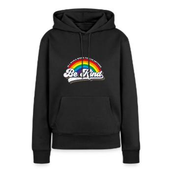 Soyez gentil LGBT Arc-en-ciel - Sweat à capuche Premium bio Femme - noir - Devant - Julia (174cm)