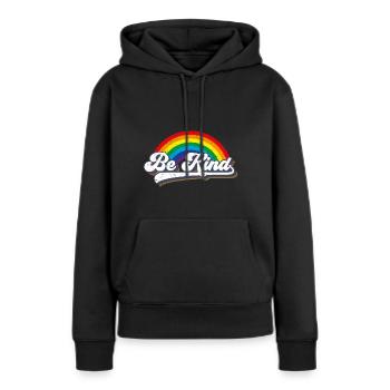 Soyez gentil LGBT Arc-en-ciel - Sweat à capuche Premium bio Femme - noir - Devant - Julia (174cm)