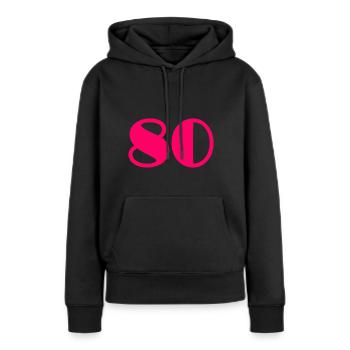 80. 80 JAHRE. 80-JÄHRIGES JUBILÄUM. GEBURTSTAG 80 JAHRE. - Frauen Premium Bio Hoodie - Schwarz - Vorne - Julia (174cm)
