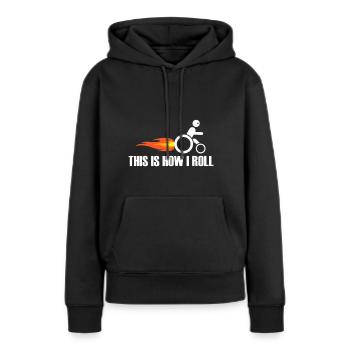 Fauteuil roulant - Fauteuil roulant T-shirt - Sweat à capuche Premium bio Femme - noir - Devant - Julia (174cm)
