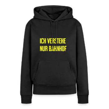 Je ne comprends que la gare - Sweat à capuche Premium bio Femme - noir - Devant - Julia (174cm)