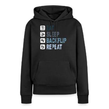BackFlip, Parkour, Freerun, Sport, Cadeau - Sweat à capuche Premium bio Femme - noir - Devant - Julia (174cm)