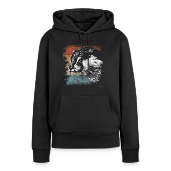 Otter Marder Frettchen - Frauen Premium Bio Hoodie - Schwarz - Vorne - Julia (174cm)