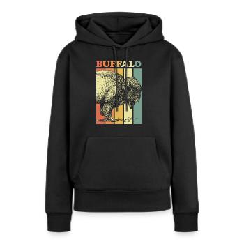 buffle - Sweat à capuche Premium bio Femme - noir - Devant - Julia (174cm)